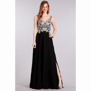 BLACK with Silver Lace Embroidery Dress 1608